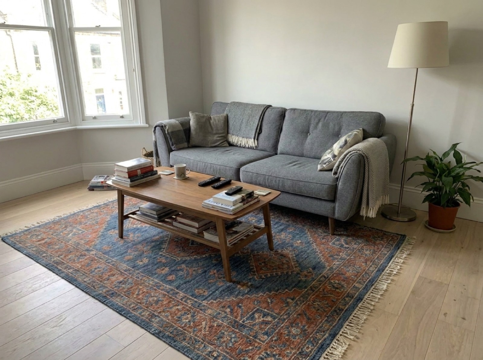Rugs & Carpets: the same room before and after the render, after
